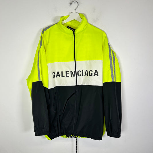 Balenciaga Neon Yellow Oversized Windbreaker Jacket Size XL