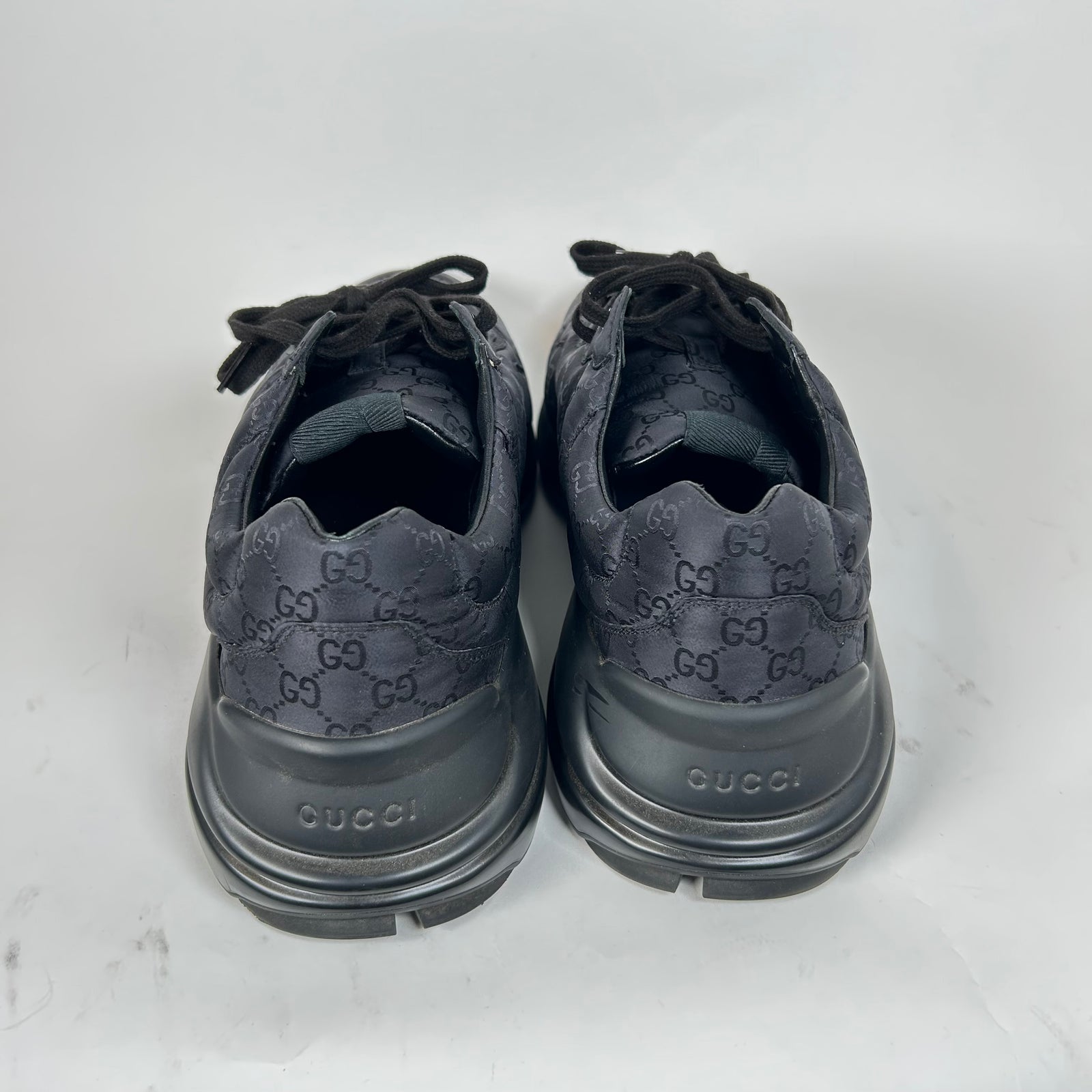 Gucci Triple Black Nylon GG Rhyton Sneaker Size GG 10.5