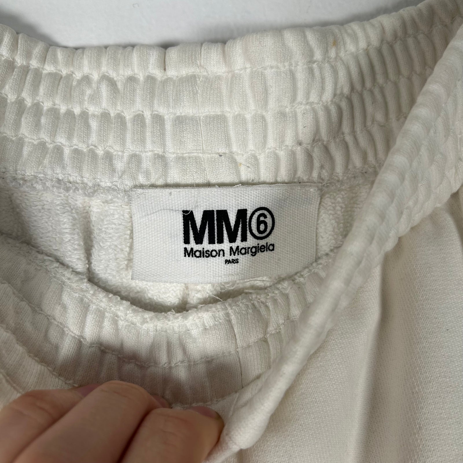 MM6 Maison Margiela White ‘6’ Logo Wide Leg Sweatpants Size S