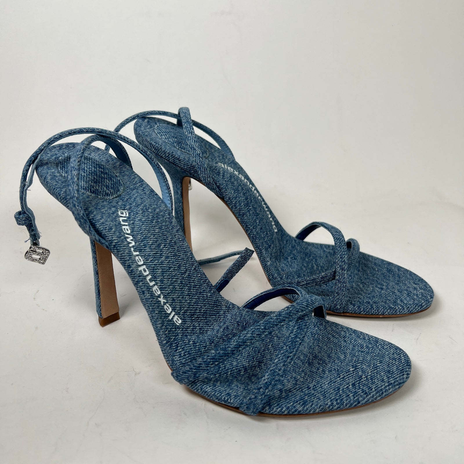Alexander Wang Washed Denim Dahlia 105 Sandals Size 37.5