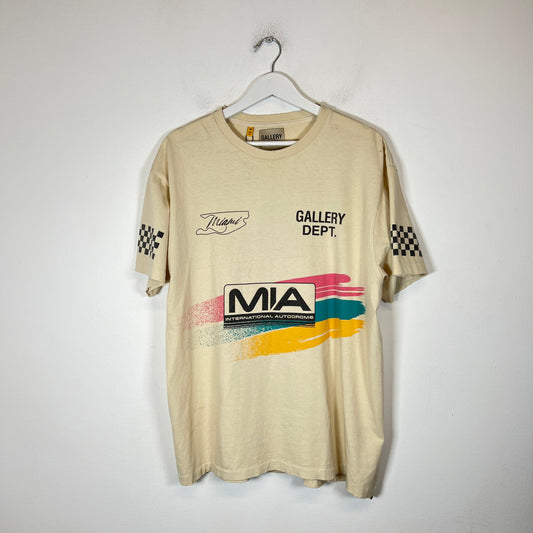 Gallery Dept x F1 Miami Cream Logo T-Shirt Size M