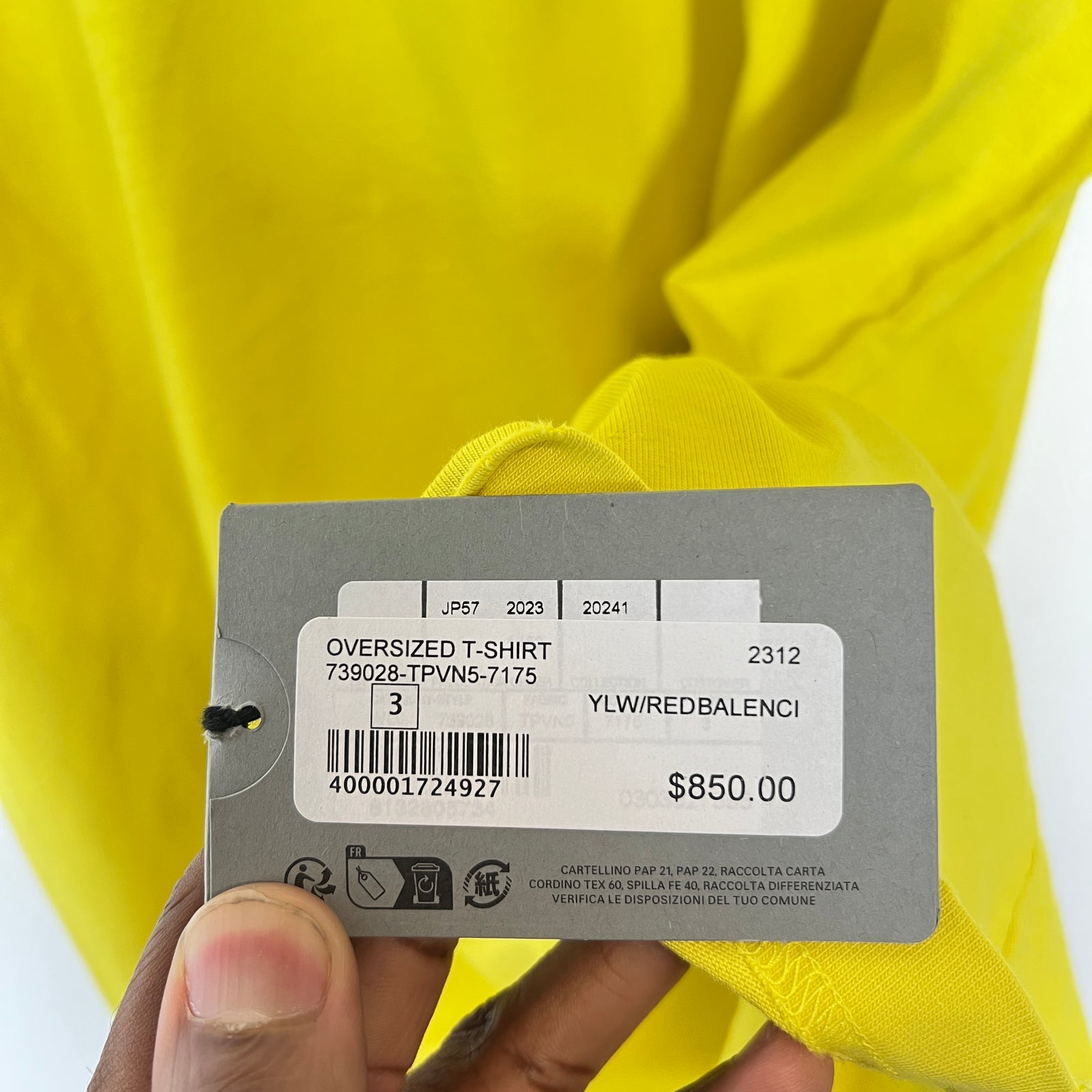 Balenciaga Yellow Darkwave Logo T-Shirt Size XXL