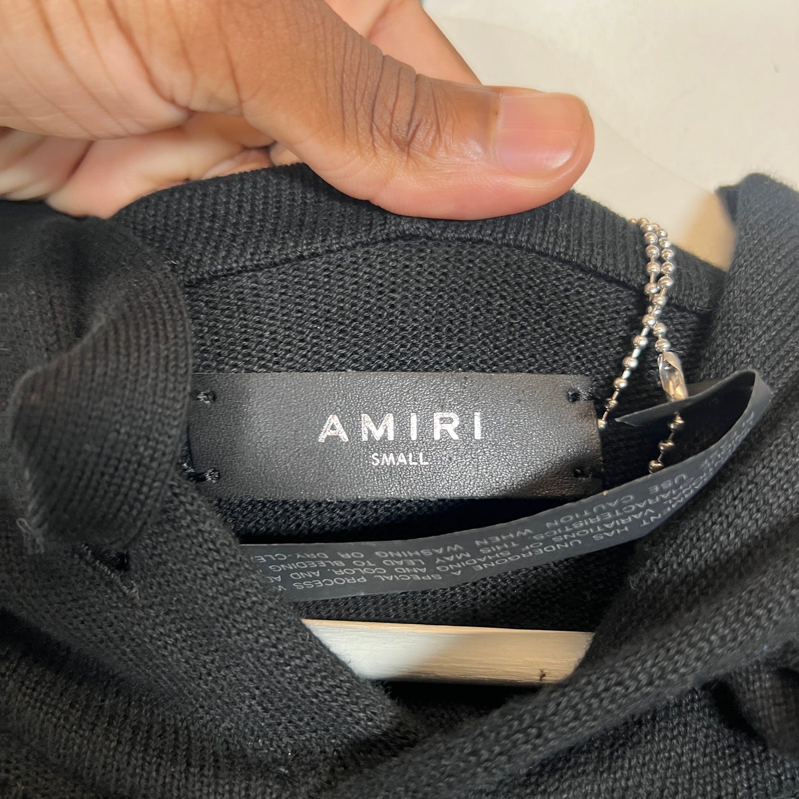 Amiri Black Floral Logo Knit Hoodie Size S