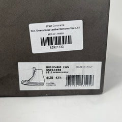 Rick Owens Moss Leather Ramones Size 43.5