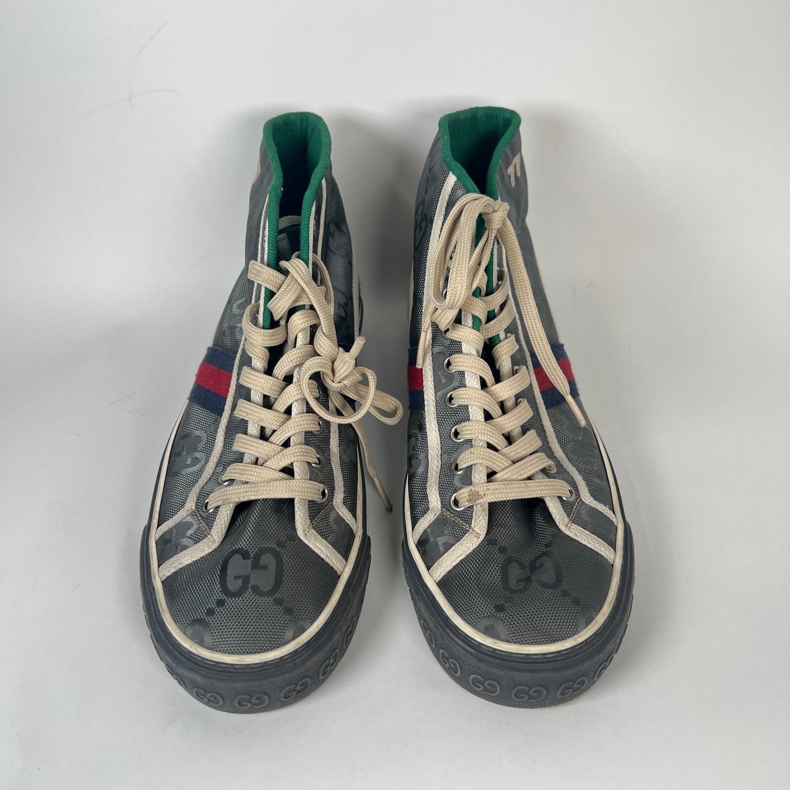 Gucci Grey Canvas 1977 Tennis High Top Sneaker Size 9