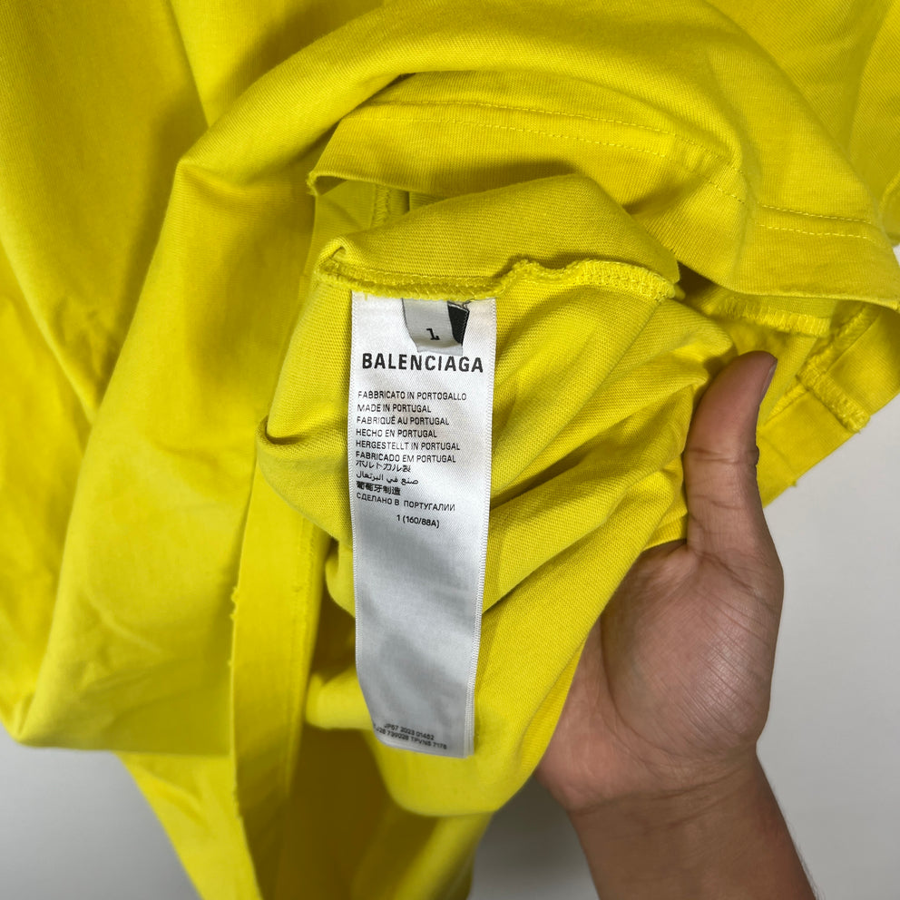 Balenciaga Yellow Darkwave Logo T-Shirt Size 1