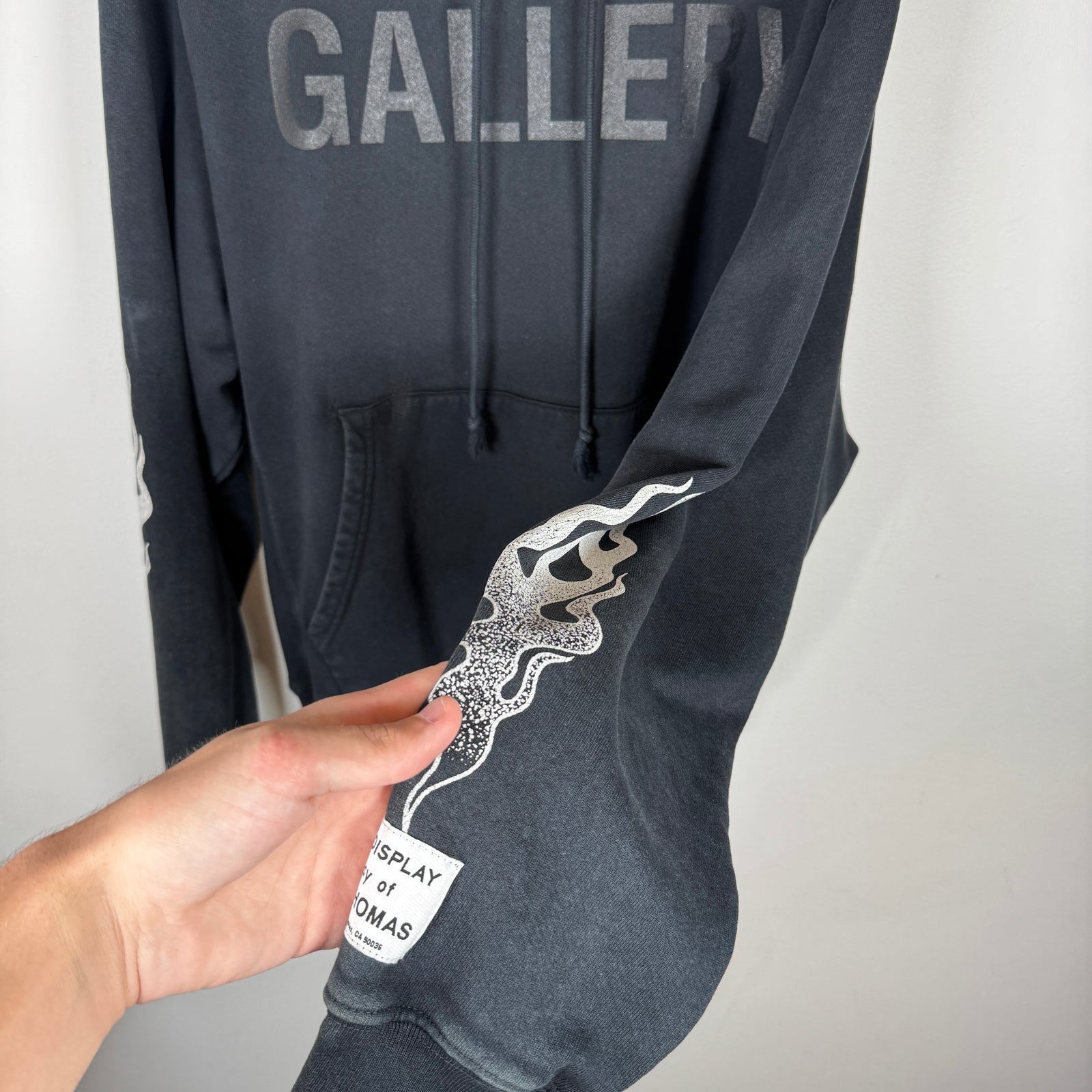 Gallery Dept Black Flames Hoodie Size L