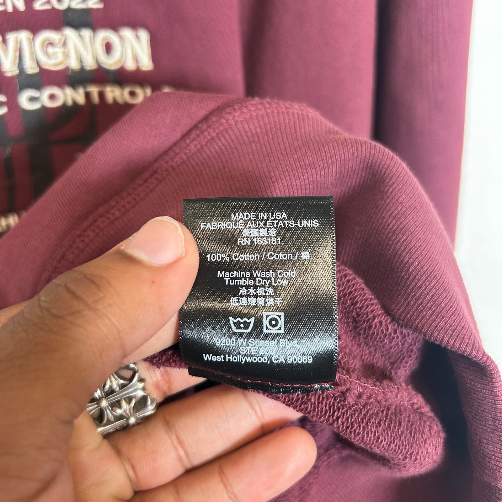 Rhude Burgundy Chateau De Rhude Hoodie Size XL