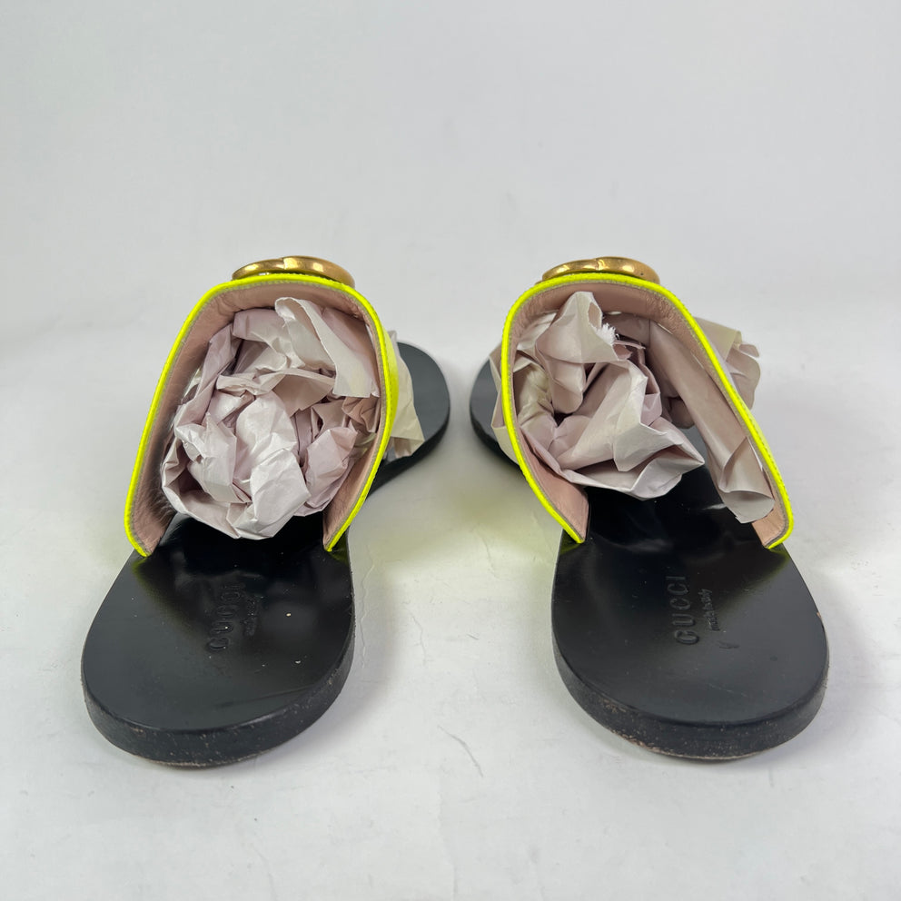 Gucci Calfskin GG Marmont Thong Sandals