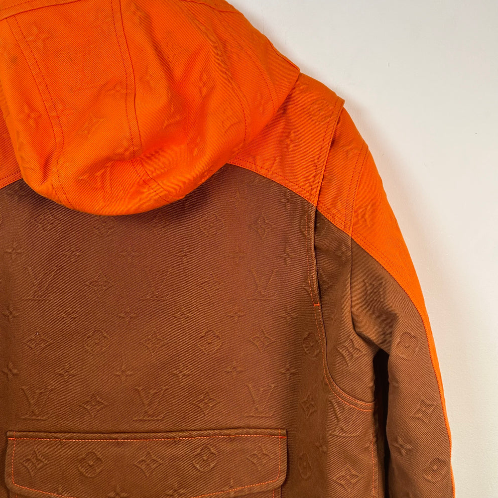Louis Vuitton Monogram Orange Carpenter Hooded Jacket Size 46
