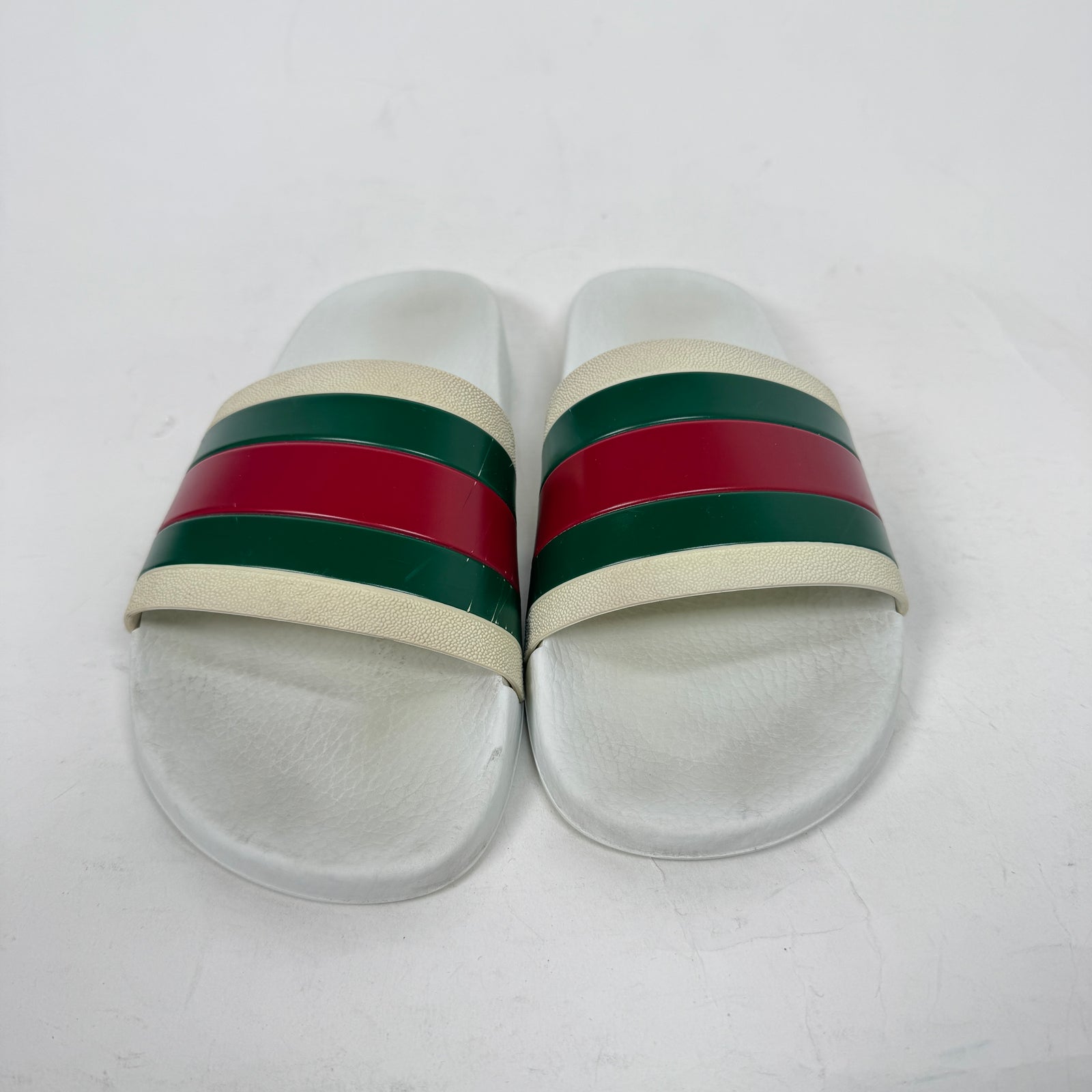 Gucci White Web Stripe Slides Size GG 9