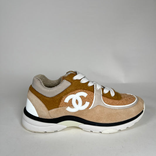 Chanel Brown Tweed Tennis Trainer Size 39