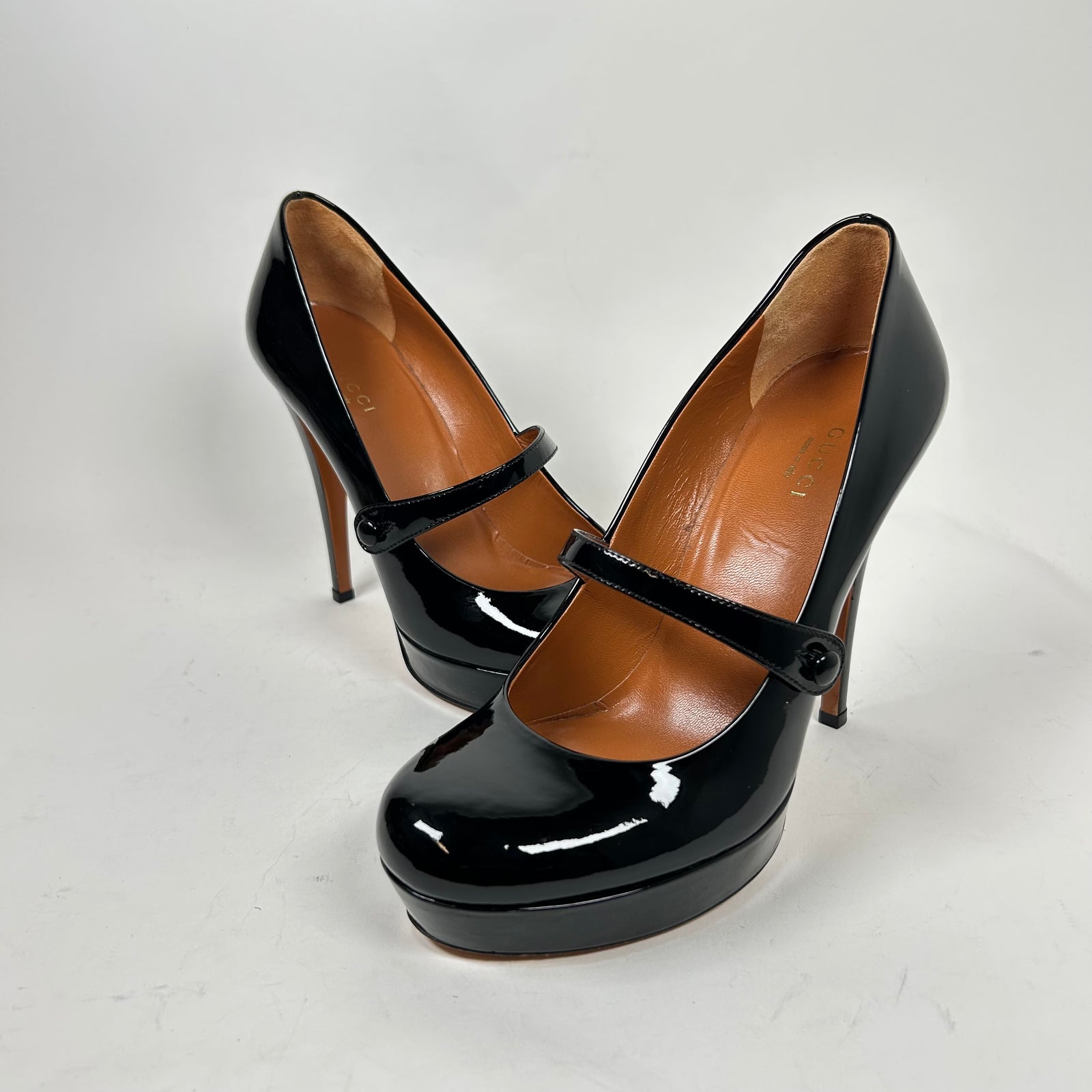 Gucci Black Patent Leather Mary Janes Size 36.5