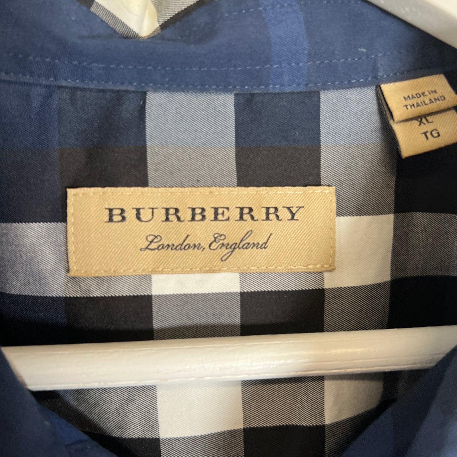 Burberry Blue Plaid Shirt Size XL
