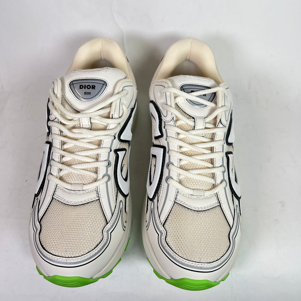 Dior B30 Beige/Lime Green Microfiber Mesh Sneaker Size 43
