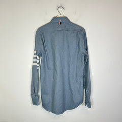 Thom Browne Blue 4 Bar Button-Up Flannel Shirt Size 2