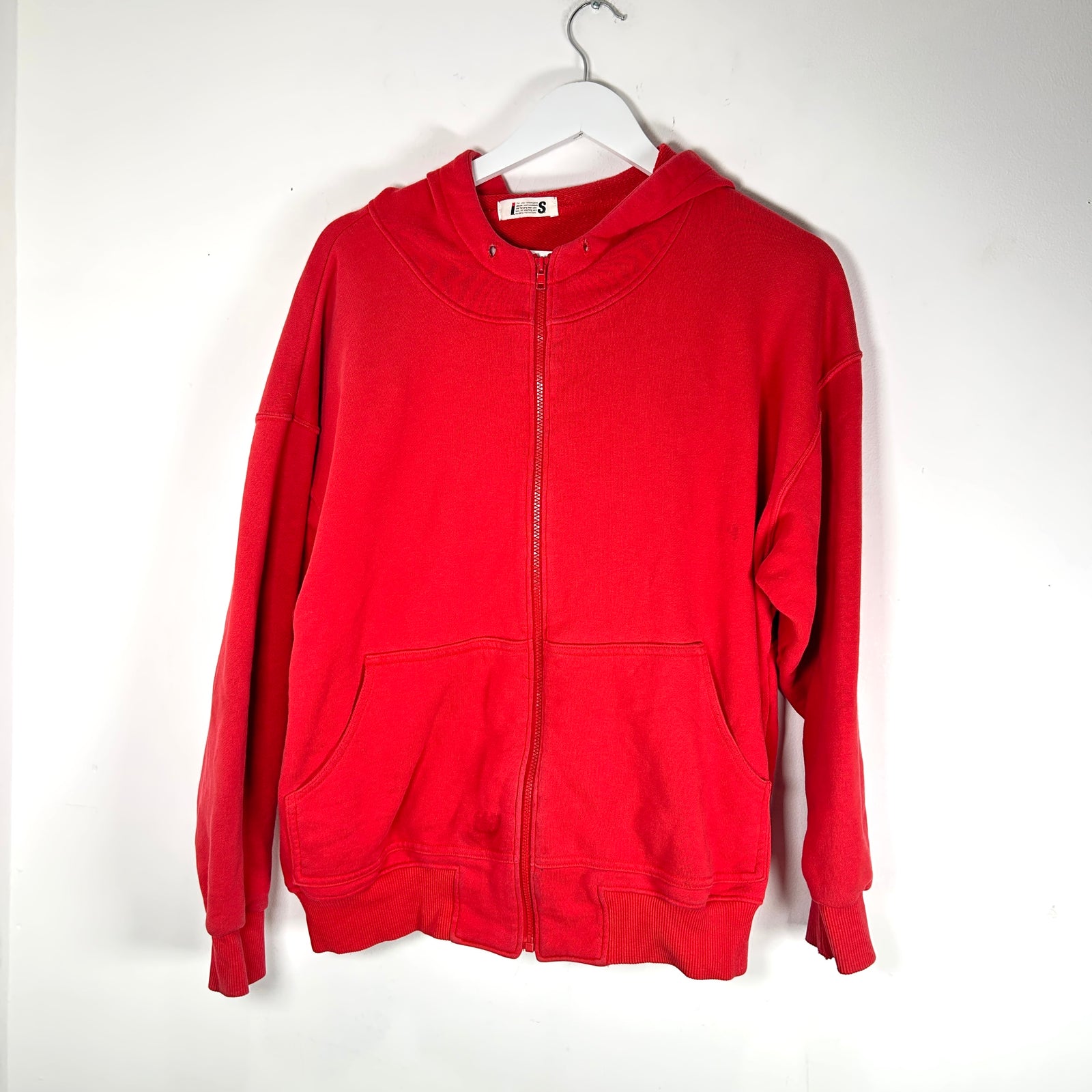 Issey Miyake Red 'Sport' Logo Zip-Up Hoodie Size S