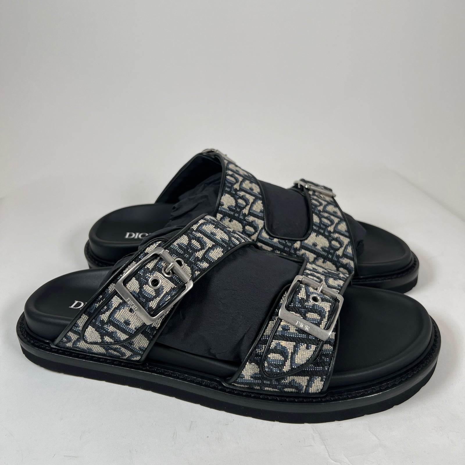 Dior Black/Beige Oblique Aqua Sandals Size 43