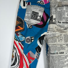 John Galliano S/S 2001 Newspaper Graffiti Printed Pants Size 28