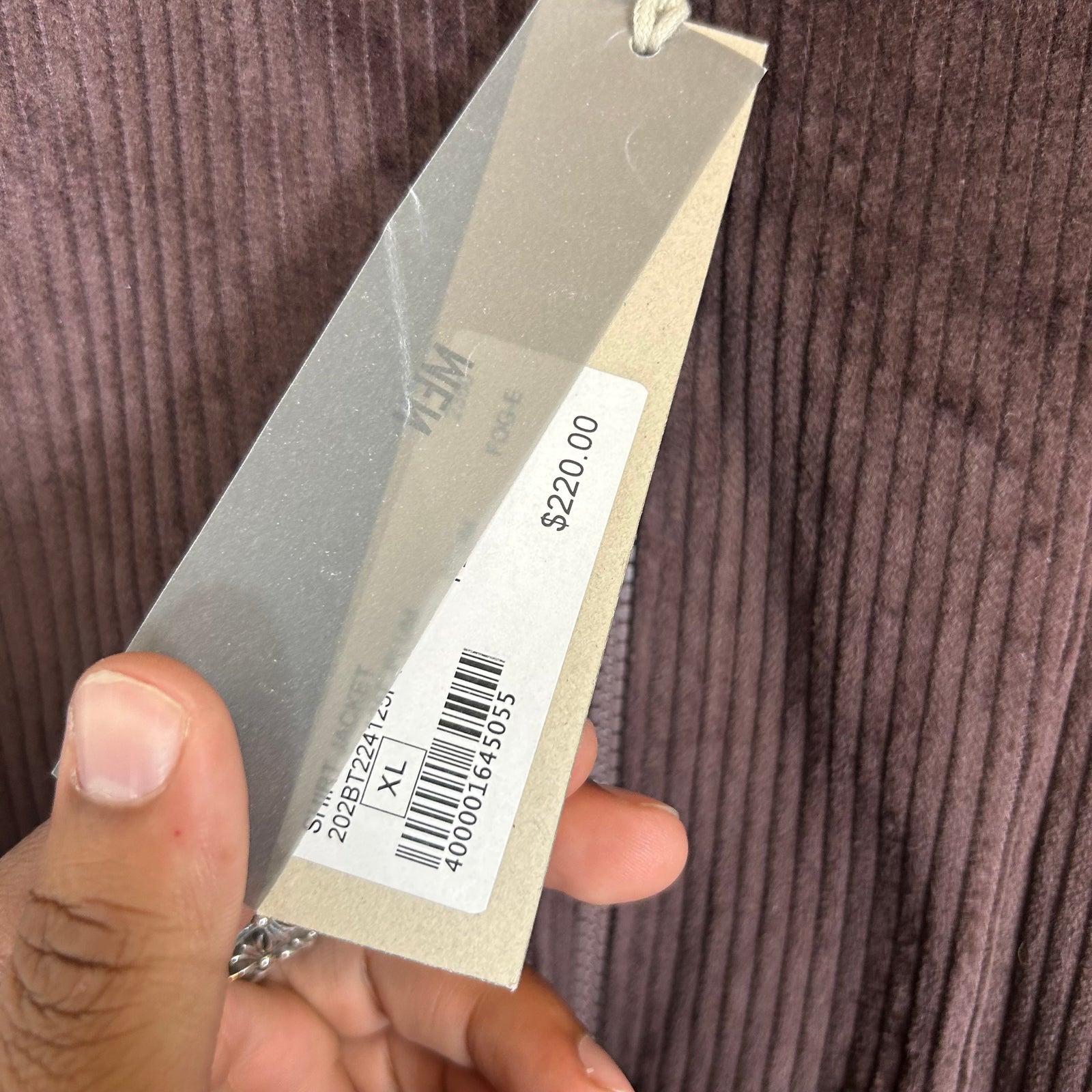 Fear of God Essentials Plum Corduroy Jacket Size XL