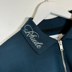 Rhude Navy Collar Spell-Out Quarter Zip Size M