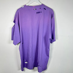 Balenciaga Distressed Logo T-Shirt Purple Size S