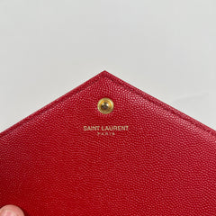 Saint Laurent Wallet Chain Matelasse Chevron Red