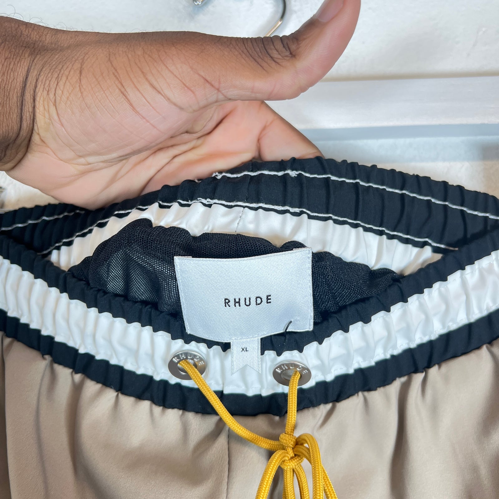 Rhude Khaki Logo Basketball Shorts Size XL