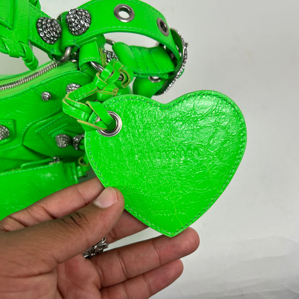 Balenciaga Lime Green Crystal Le Cagole Shoulder Bag
