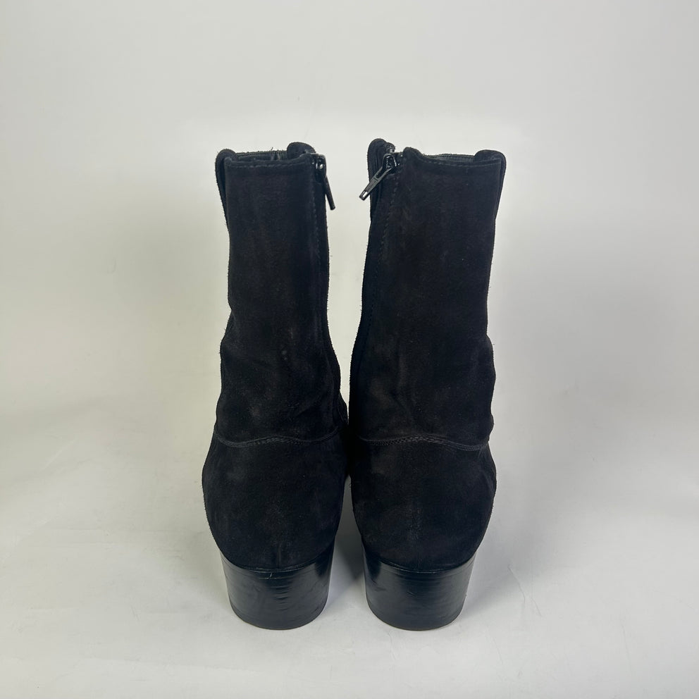 Saint Laurent FW14 Black Suede Cowboy Wyatt Boots Size 45