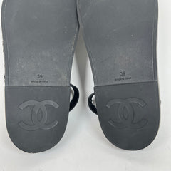 Chanel Black Rubber CC Dad Slingback Sandals Size 39