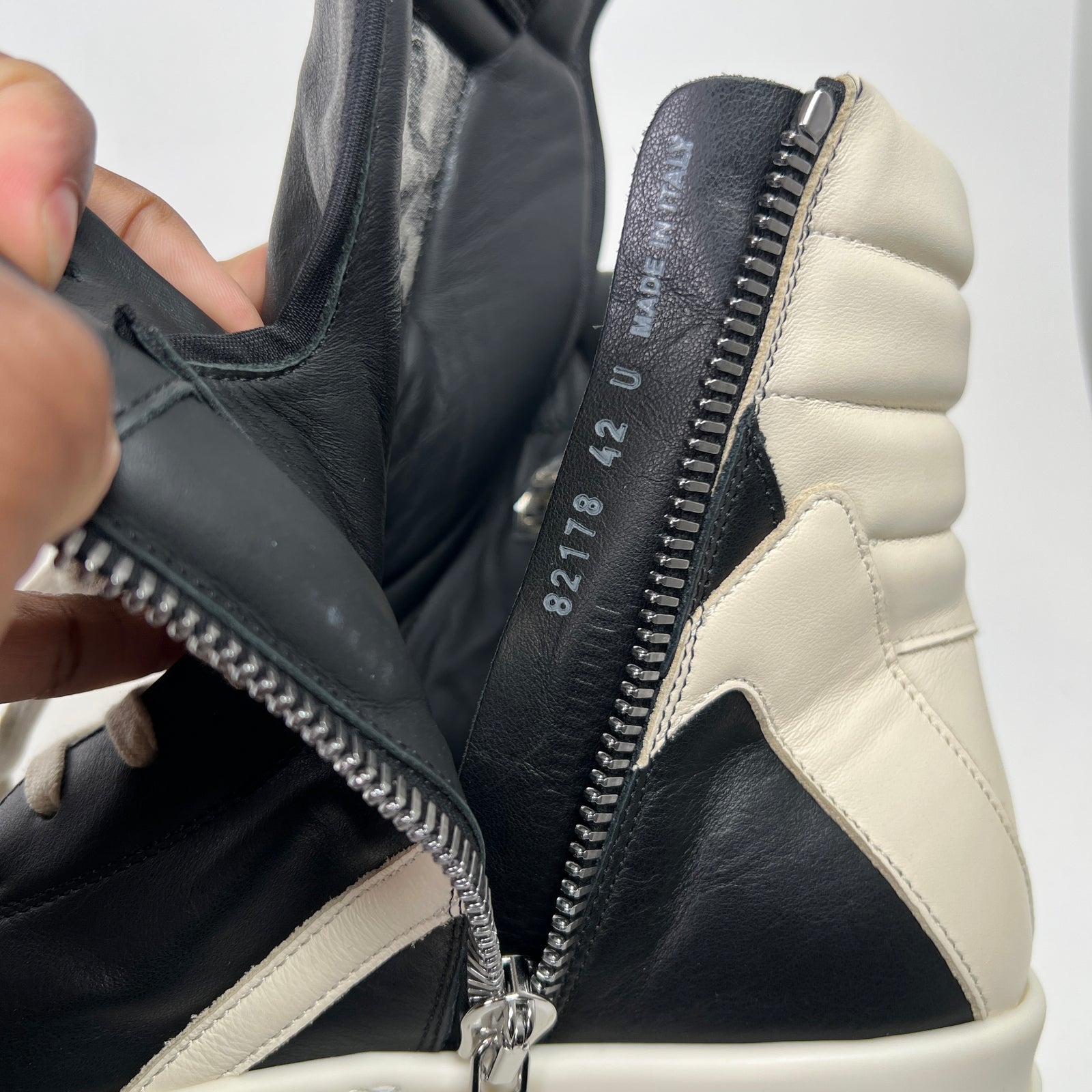 Rick Owens Black/Milk Geobasket Sneakers