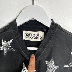 Satoshi Nakamoto Black Distressed Stars Logo T-Shirt Size M