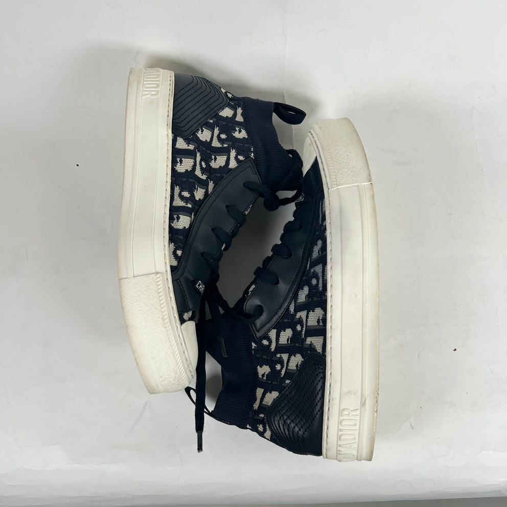 Dior Black Oblique Walk'N'Dior High Top Sneakers Size 36.5