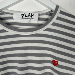 Commes Des Garcon Play Striped Logo Longsleeve Size L
