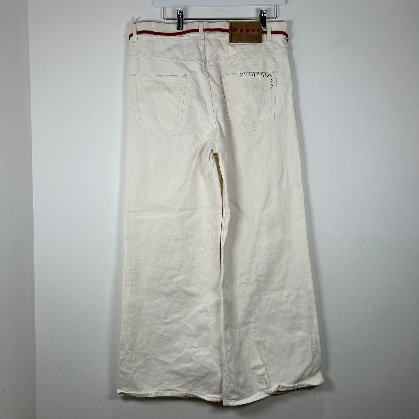 Marni White Stitch Logo Jeans Size 32