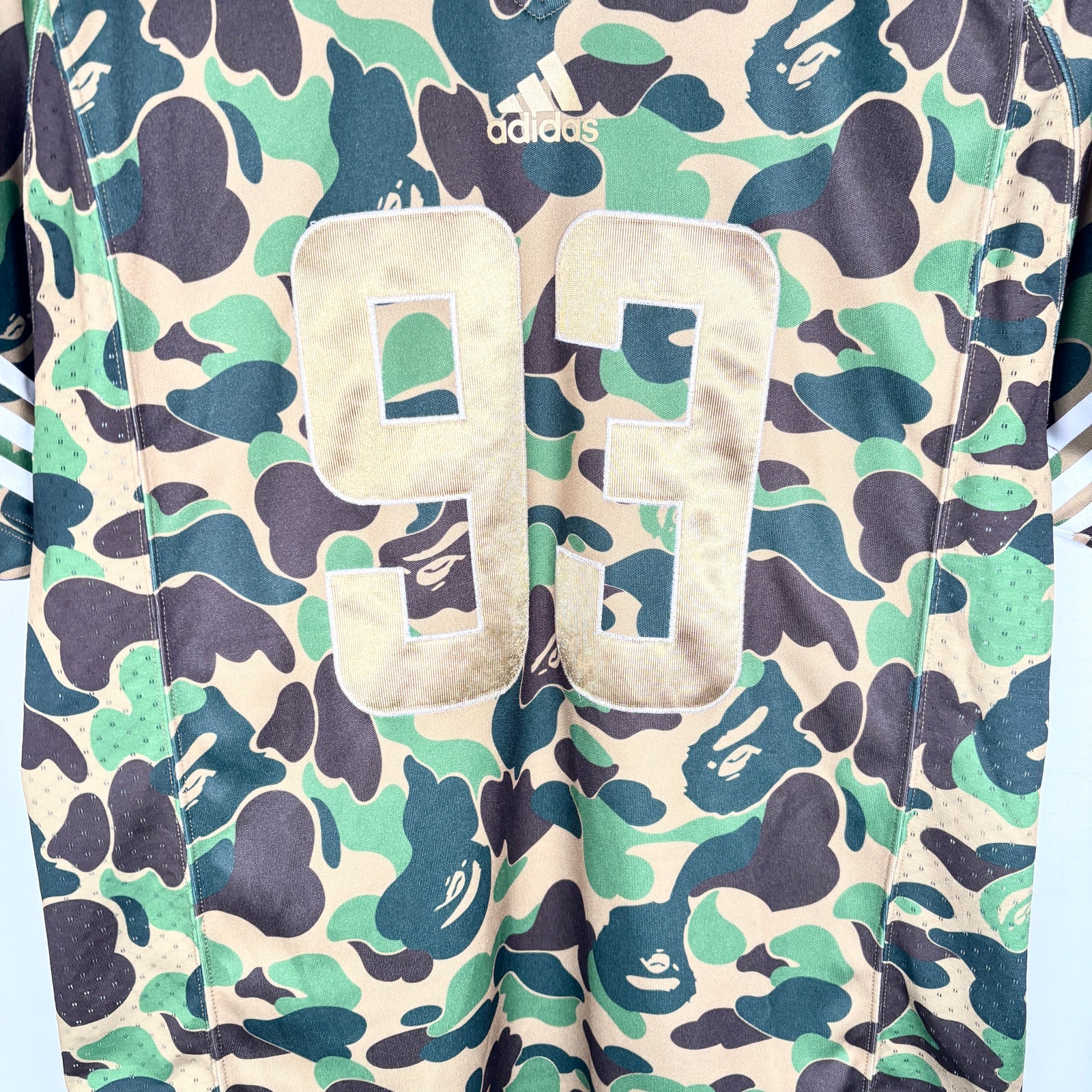 Bape Camo/Gold '93' Football Jersey Size M