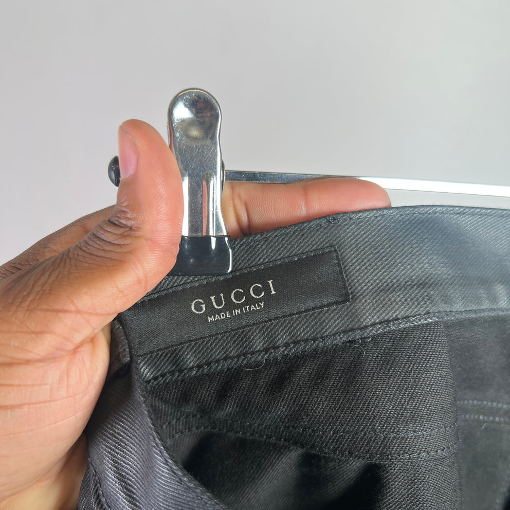 Gucci Black Waxed Horsebit Jeans
