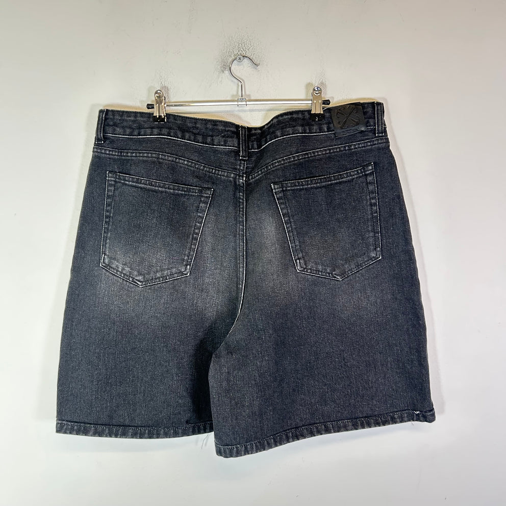 Off-White Black Washed Zipper Denim Shorts