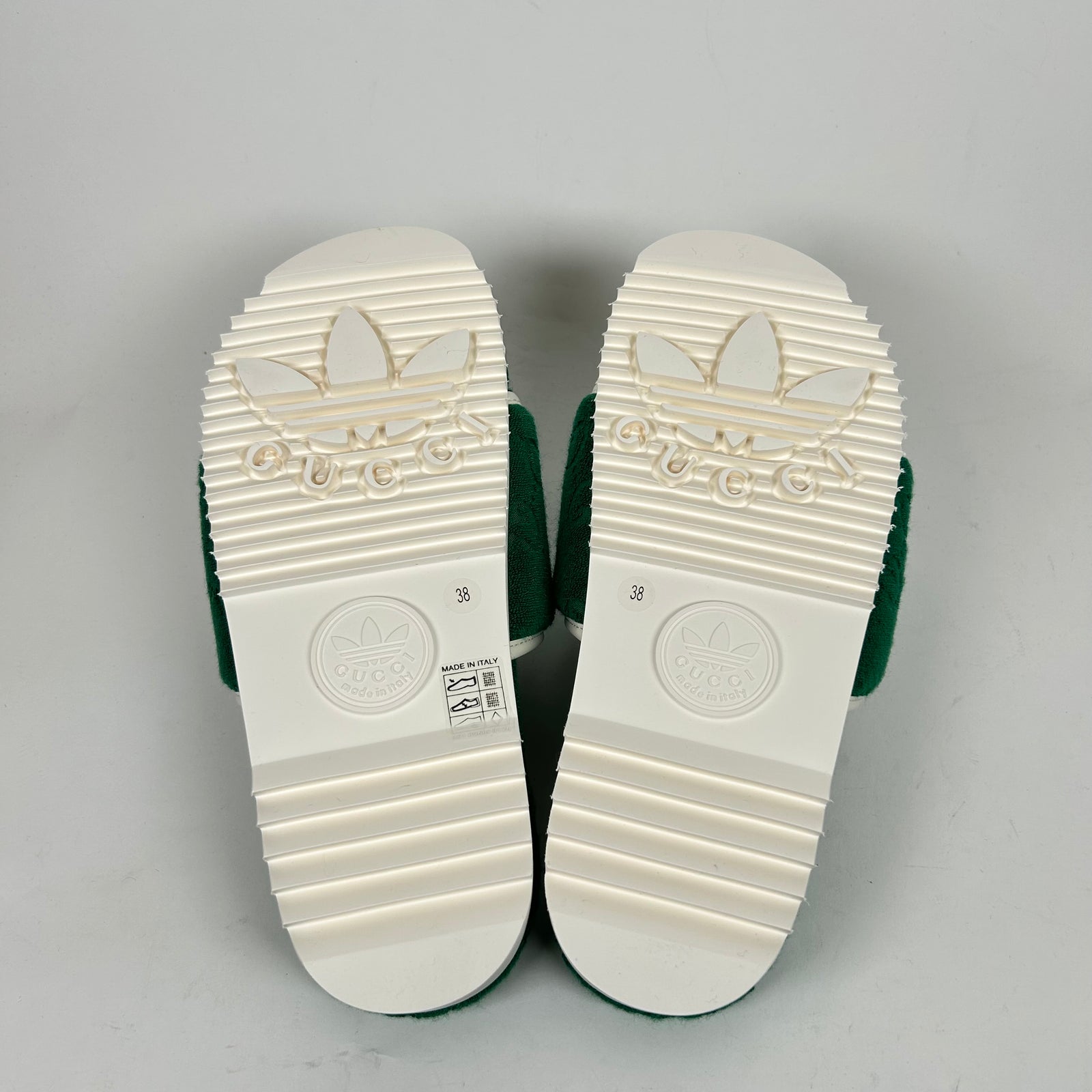 Gucci x Adidas Green GG Platform Sandals Size 38