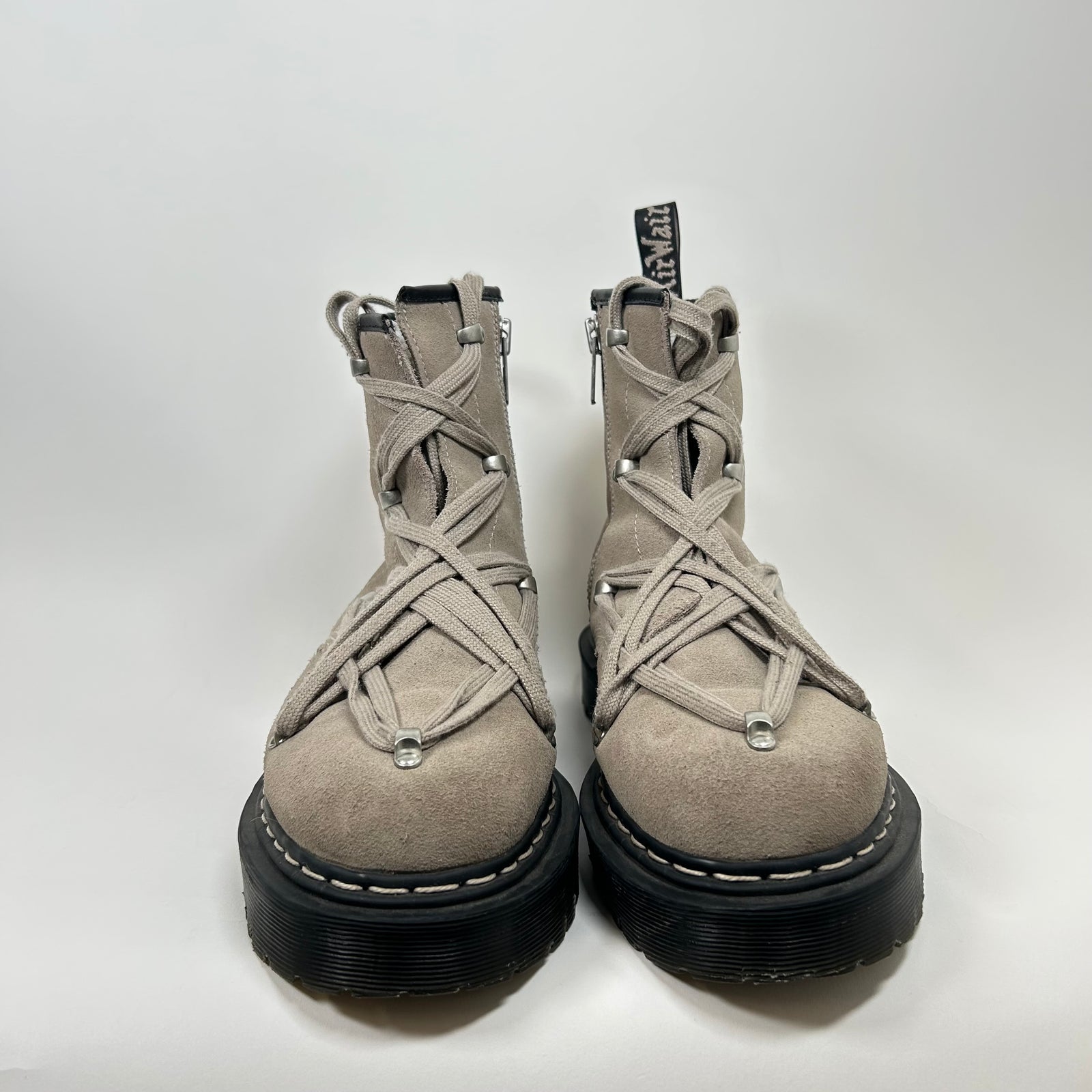 Rick Owens x Doc Martens Grey Suede Bex Boots Size 45