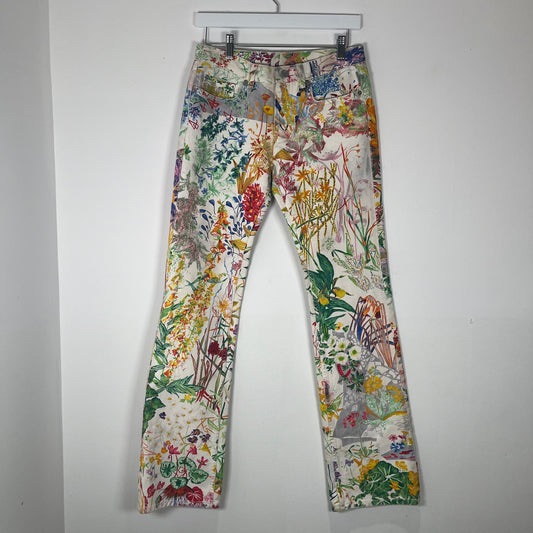 Helmut Lang SS05 Runway Swiss Floral Print Denim Size 26