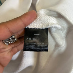 Amiri White/Teal Floral Logo Hoodie Size M