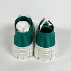 Prada Double Wheel Green Re-Nylon Sneakers Size 38.5
