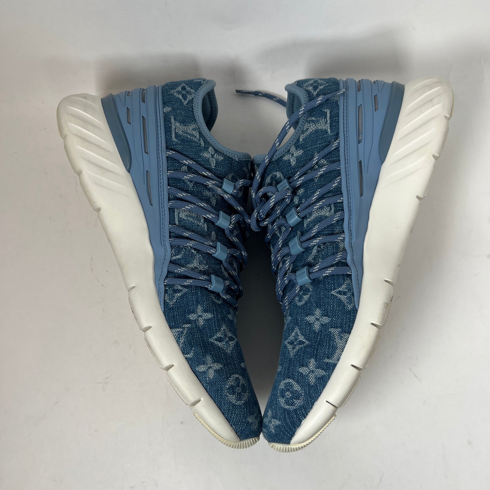 Louis Vuitton Fast Lane Line Monogram Denim Sneakers Size LV 6.5