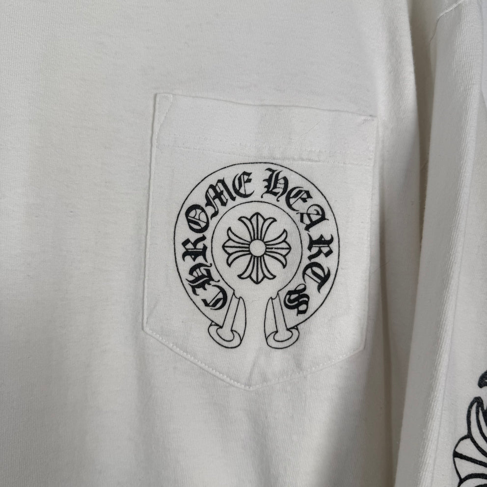 Chrome Las Vegas Horseshoe Floral Graphic White Longsleeve Size L