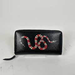 Gucci Black Kingsnake Leather Long Wallet