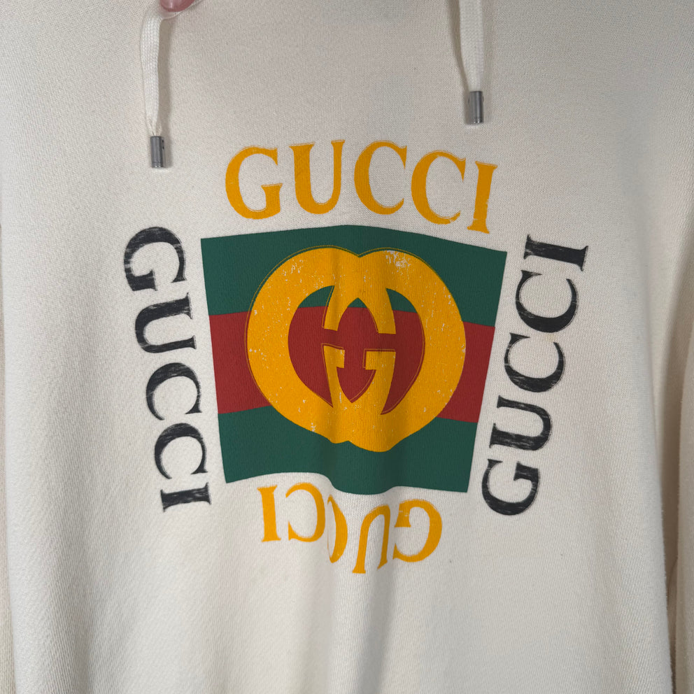 Gucci Cream Logo Hoodie Size M