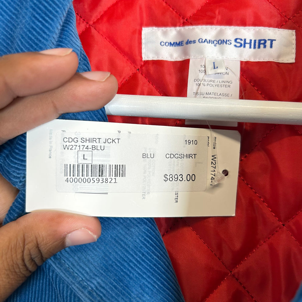 Comme Des Garcons SHIRT Blue Corduroy Quilted Jacket Size L