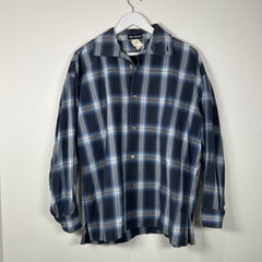 Issey Miyake Blue Plaid Button Up Shirt Size L